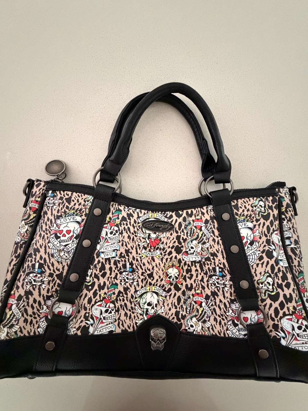 Ed Hardy Leopard Print Satchel Bag